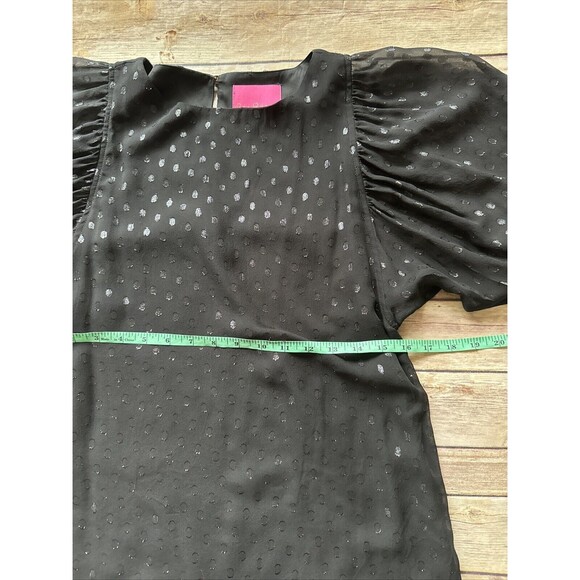 Lilly Pulitzer Cleme Black Silk Dress Onyx Metallic Chiffon Size 0 - Picture 5 of 10